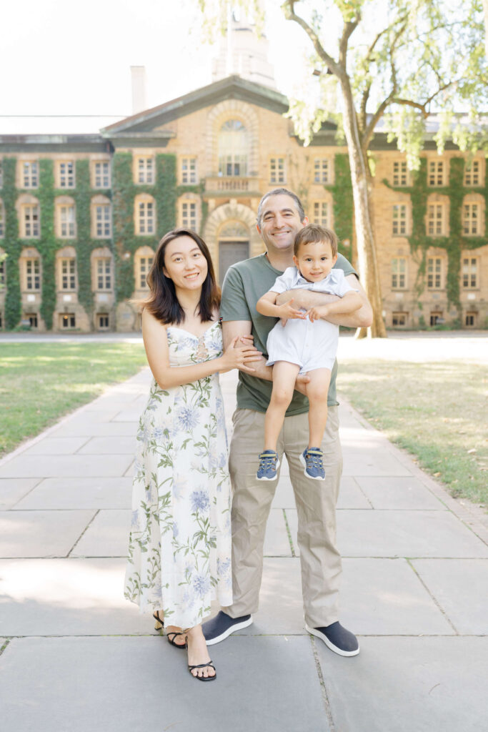 Family photo outfit inspiration with cream, beige, and sage color palette.